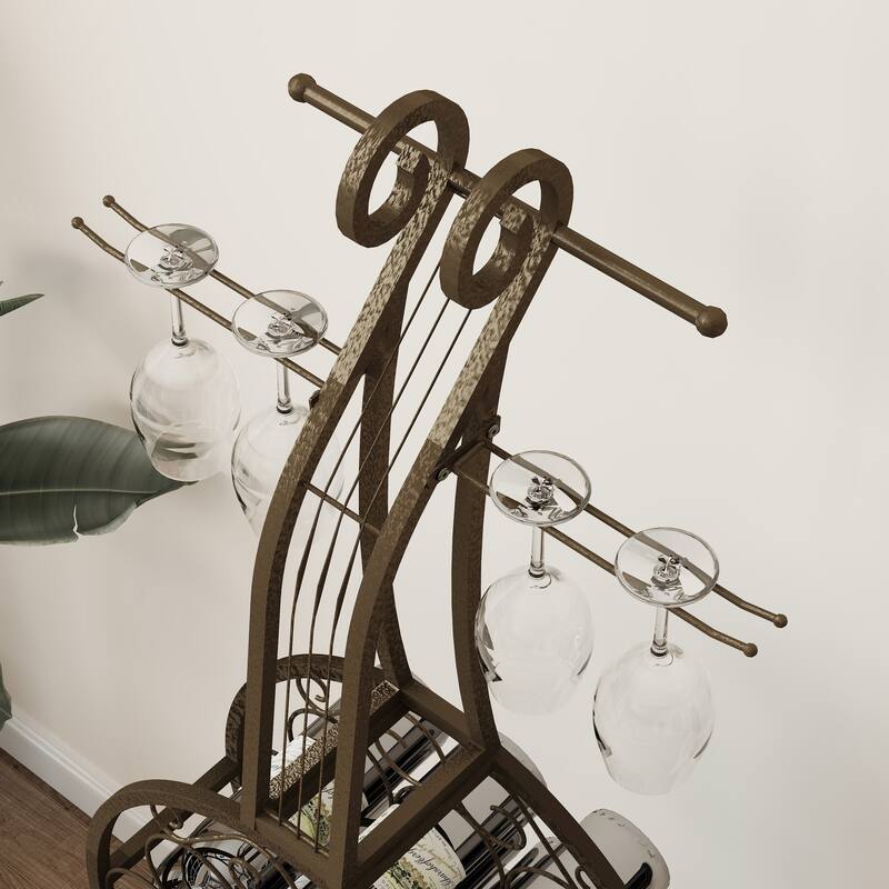 Featured Wine Storage Home Bar for Liquor, Freestanding Wine Rack with Storage Bottle, Cello Shaped Wine Bakers Rack