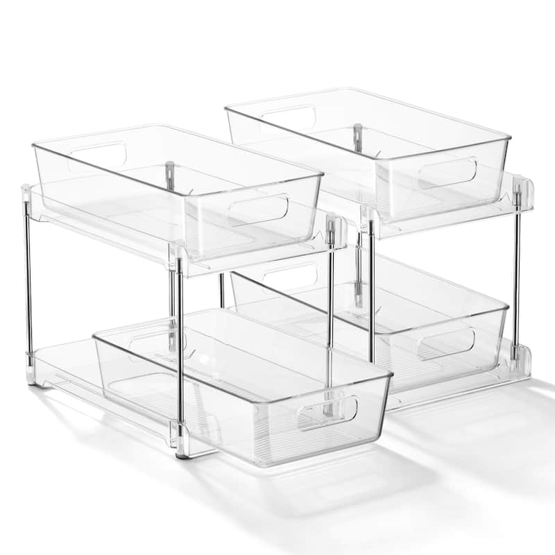 Sorbus 2-Tier Pull-Out Office Organizers, 2 Pack Clear Desk & Office Supply Storage Drawers, Office Organization Bins