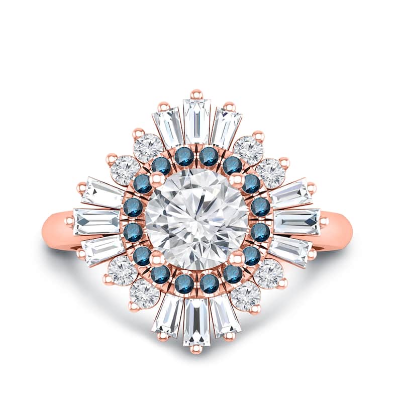 Auriya 14k Gold 1 1/2ctw Ballerina Halo Diamond Engagement Ring Certified (G-H, VS1-VS2) - Rose - 9