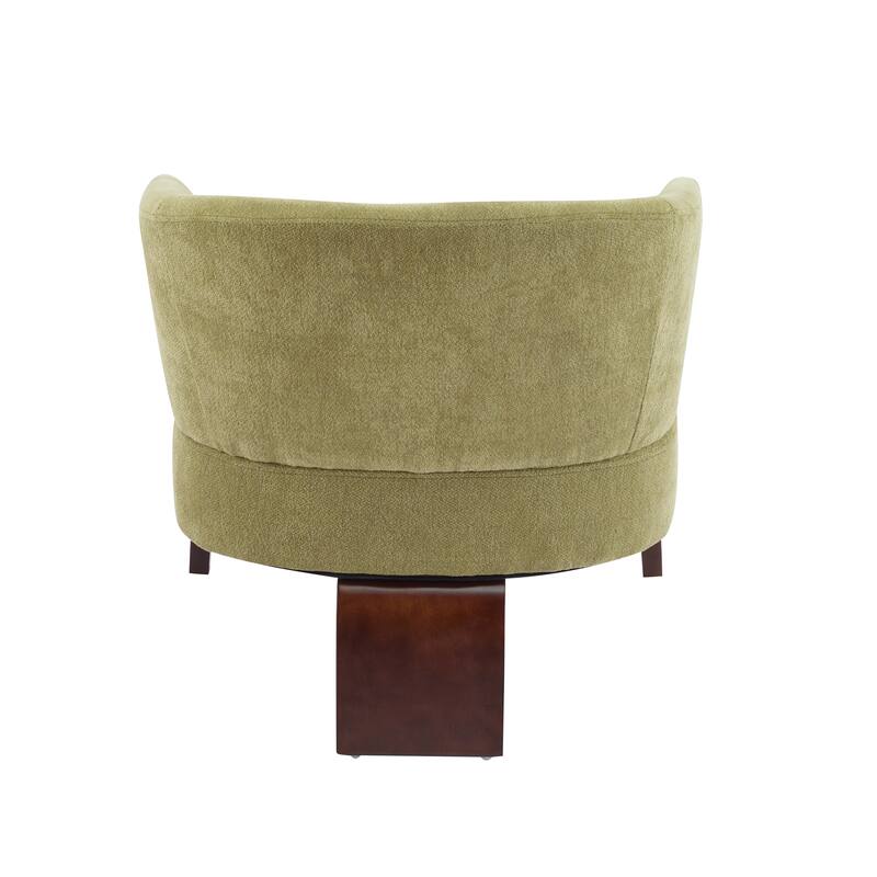 Modern Accent Chair with Round Back & Wooden Legs - Mid-Century Inspired Lounge Chair for Living Room, Bedroom, or Office