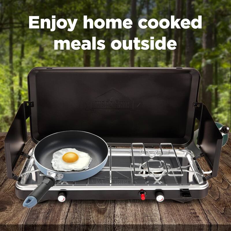 Hike Crew 2-Burner Gas Camping Stove - 20,000 BTU Propane Portable Grill with Igniter & More! - N/A