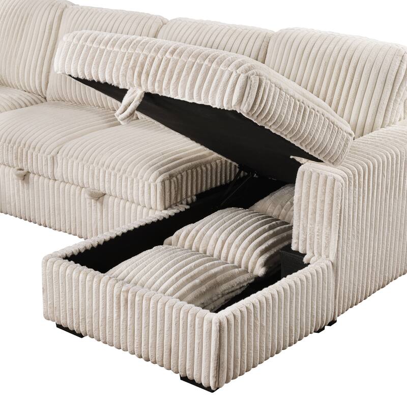 Devonshire Sleeper Sectional Sofa Storage Chaise - 122.00'' x 96.75''-50.00'' x 39.25''