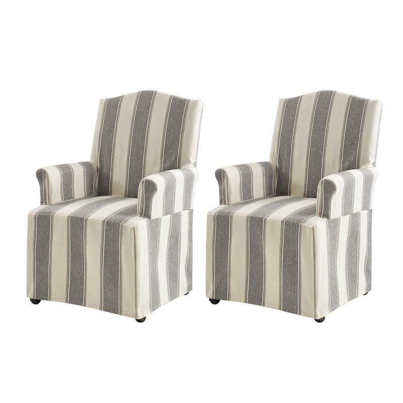 Alethea Upholstered Slipcover Arm Dining Chair with Soild Wood Legs Set of 2 by HULALA HOME