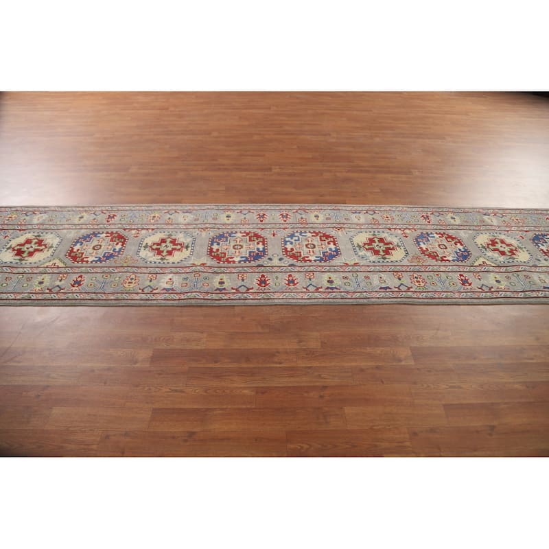 Kazak Runner Rug Handmade Wool Carpet - 2'8" x 13'4"
