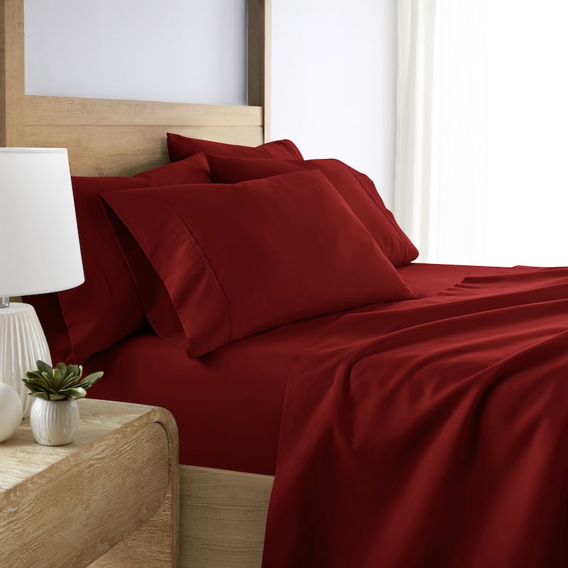 Becky Cameron Double Brushed Deep Pocket 6 Piece Sheet Set - Twin - Burgundy