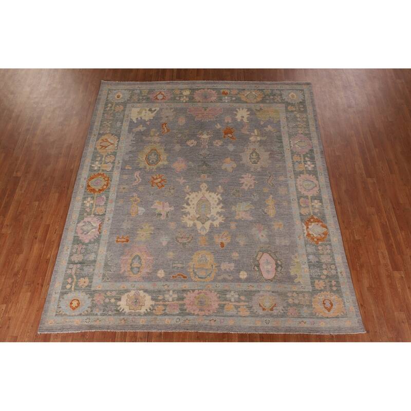 Floral Oushak Vegetable Dye Area Rug Handmade Wool Carpet - 8'4" x 9'9"