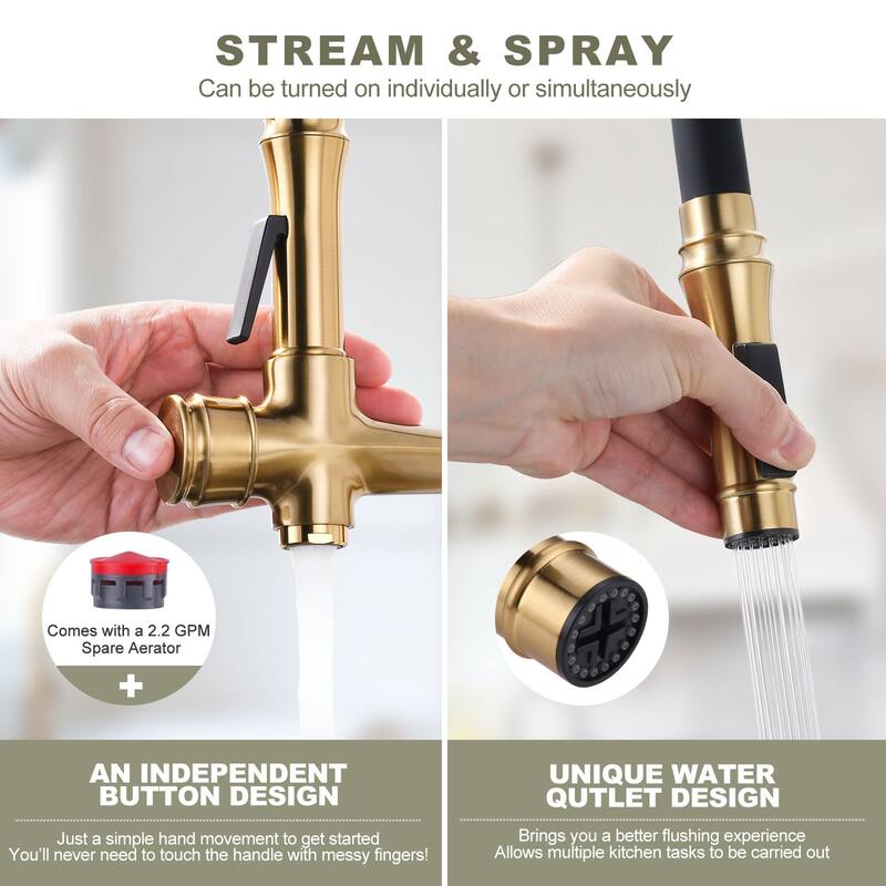 WOWOW Single-Handle Pull Down Kitchen Faucet with Soap Dispenser