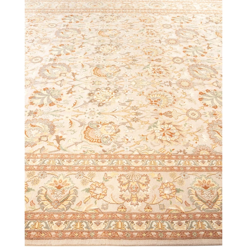 Overton Hand Knotted Wool Vintage Inspired Traditional Mogul Ivory Area Rug - 9 x 12