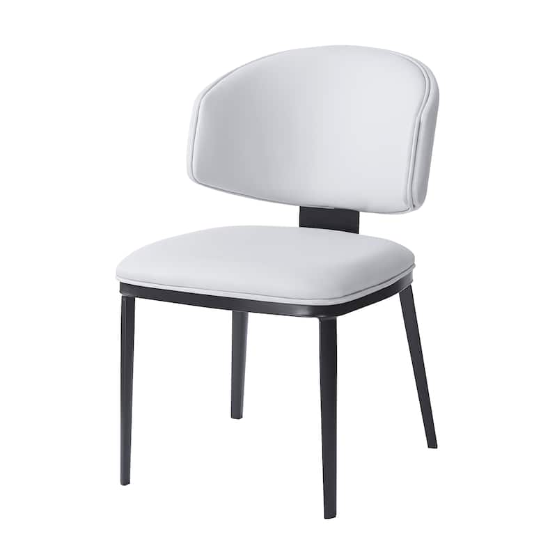PU Leather Upholstered Dining Chairs Set of 2, Ergonomic Kitchen Side Chairs, Accent Chair with Curved Backrest & Metal Legs