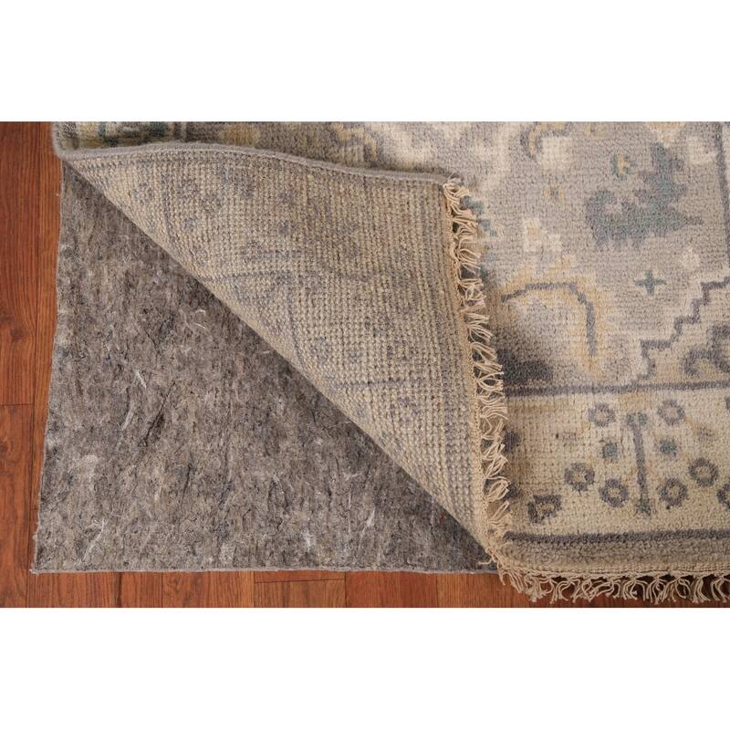 Earth Tone Oushak Indian Runner Rug Hand-Knotted Wool Carpet - 2'7" x 10'0"