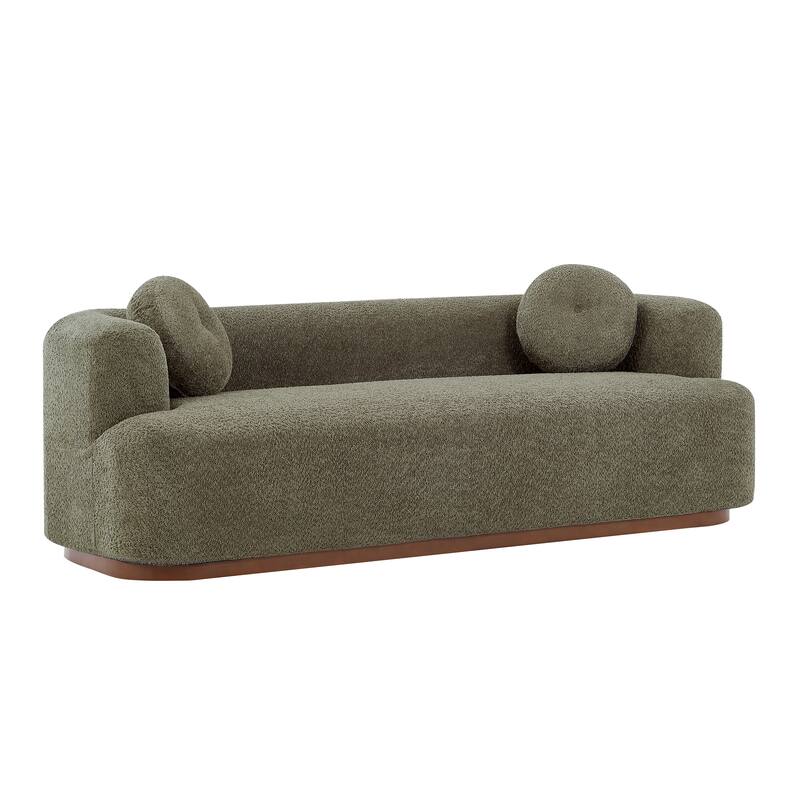 Christopher Knight Home - Polyster Upholstered 3-Seater 84.57" Compressed Sofa with Solid Rubberwood Base