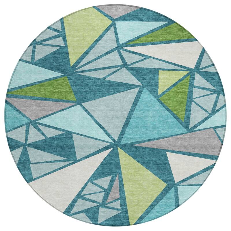 Machine Washable Indoor/ Outdoor Abstract Mosaic Chantille Rug