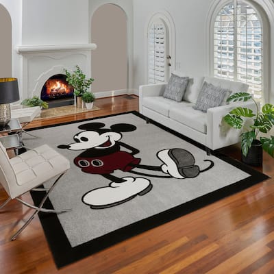 Licensed Disney Mickey Mouse Classic Pose Grey Area Rug
