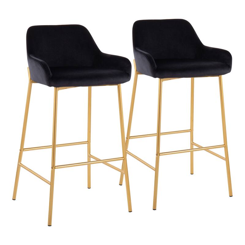 Silver Orchid Galotti Gold Fixed-Height Upholstered Bar Stool - Set of 2