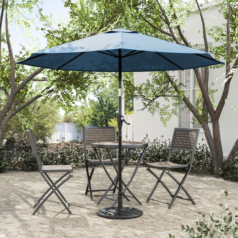 Leona 9-foot Steel Round Market Umbrella with Tilt and Crank by Furniture of America - Sherpa Blue