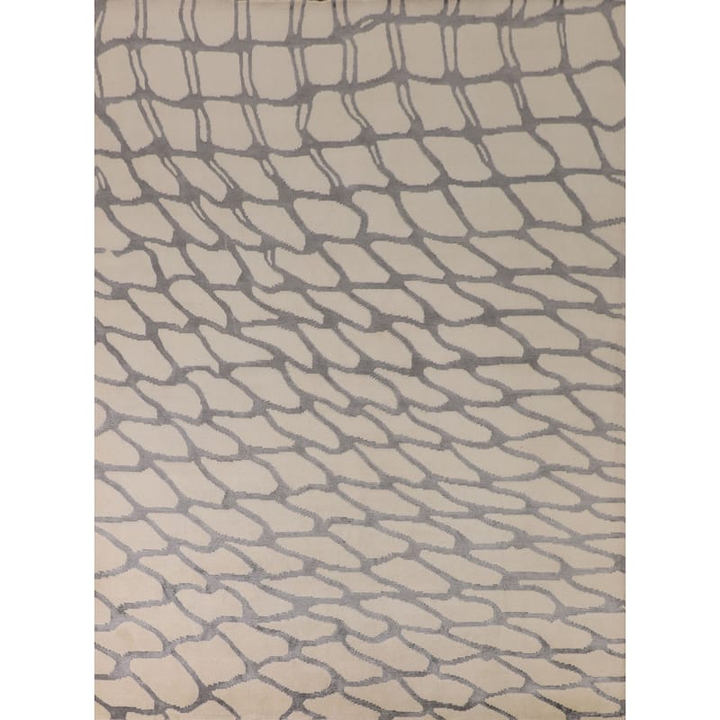 All-Over Abstract Modern Area Rug Handmade Wool Carpet - 7'11"x 9'9"