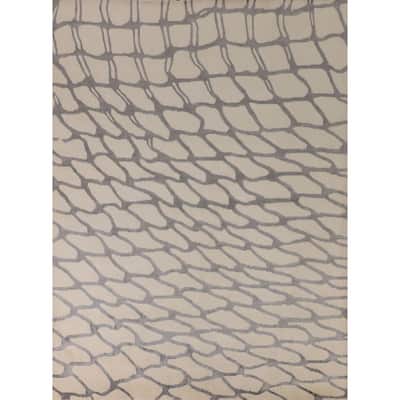 All-Over Abstract Modern Area Rug Handmade Wool Carpet - 7'11"x 9'9"