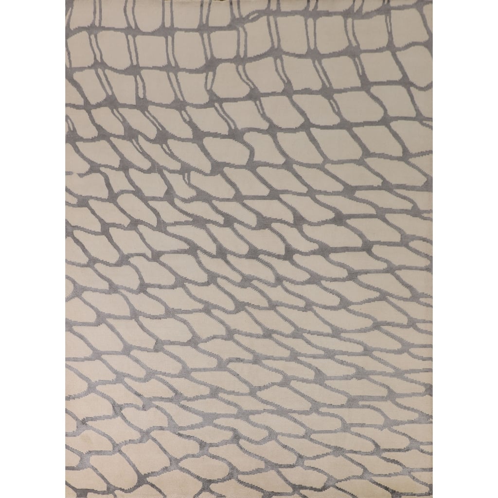 All-Over Abstract Modern Area Rug Handmade Wool Carpet - 7'11"x 9'9"