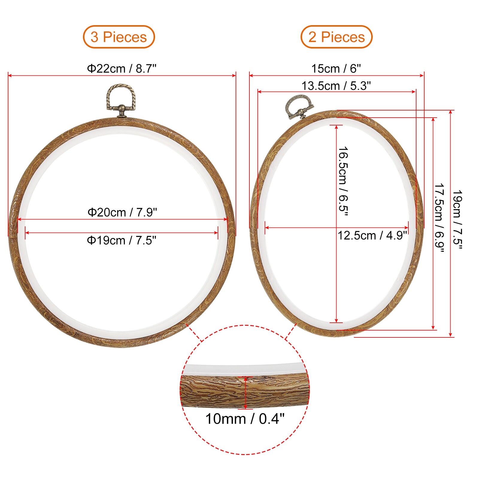 6 Pieces Embroidery Hoop Set Bamboo Circle Cross Stitch Hoop Ring 4 inch to  10 inch for Embroidery and Cross Stitch 