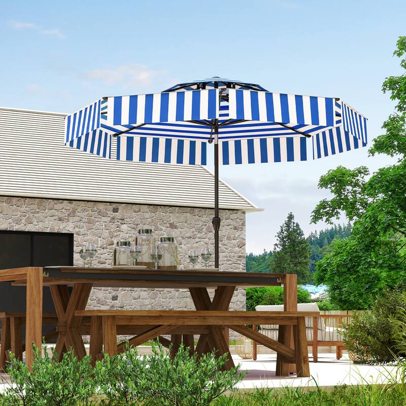 8.6 ft Outdoor Patio Umbrella for Garden Deck or Patio with Easy Hand Crank and Stable Design - 103.5"Dia x 98.8"H