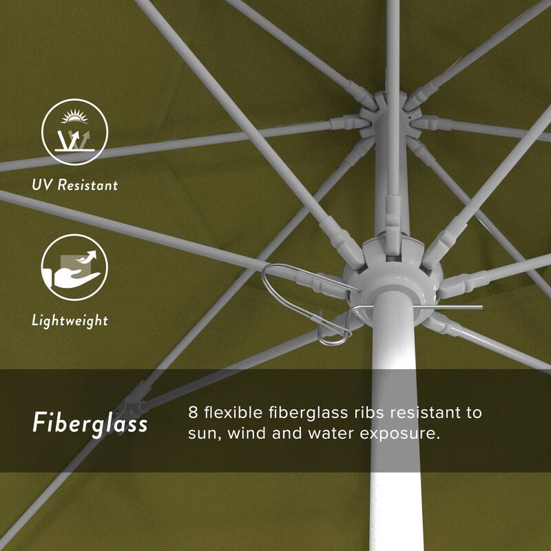 California Umbrella 75' Venture Series Patio Umbrella, White Aluminum Pole Fiberglass Ribs Push Lift Sunbrella
