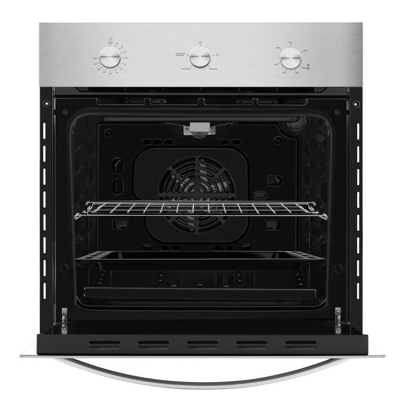 24 in. 2.3 cu. Ft. Single Gas Wall Oven - Bake Broil Rotisserie Functions - Built-in Timer - Convection Fan in Stainless Steel
