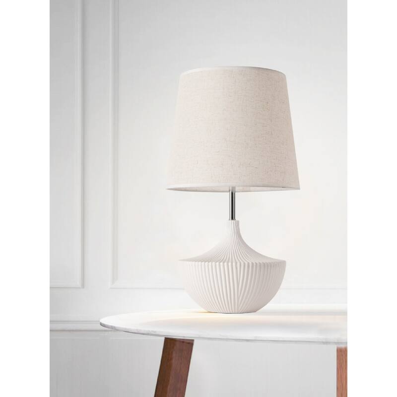 Pasargad Home Jade Ceramic Fluted Base Table Lamp - 15" x 25.6"