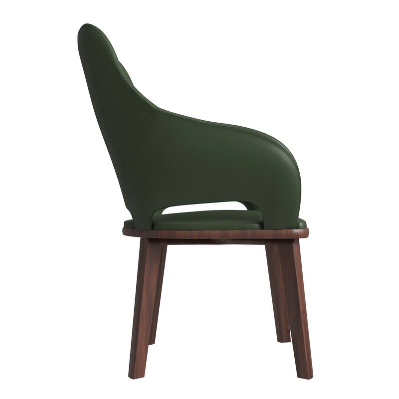 LeisureMod Vivara Leather Upholstered Dining Chair with Padded Seat - Mid-Century Arm Chair for Home Office Bar & Kitchen
