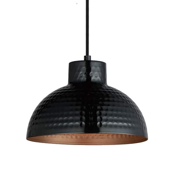 slide 2 of 10, Maxim 35142 Rockport 10" Wide Mini Pendant with Hammered Metal Shade Black / Antique Copper