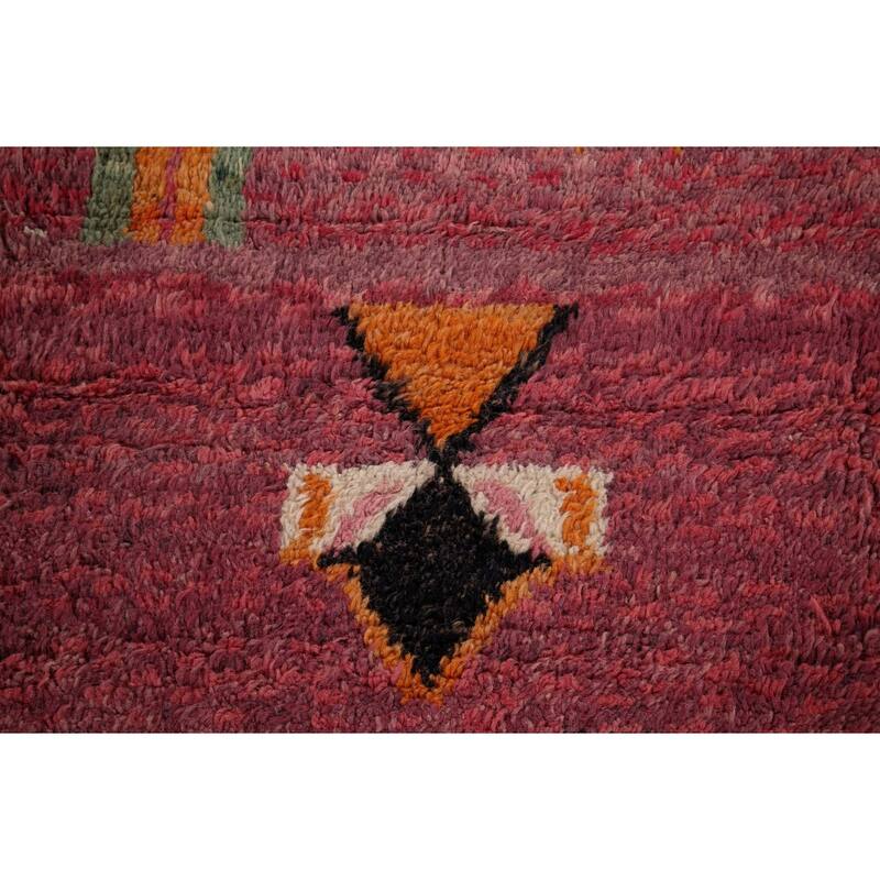 Pink Geometric Moroccan Large Area Rug Hand-Knotted Wool Carpet - 9'10" x 14'7"