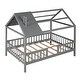 preview thumbnail 16 of 33, Full Size Wood House Bed with Fence, Playhouse Design for Kids, Sturdy Pine Construction, Customizable Decor