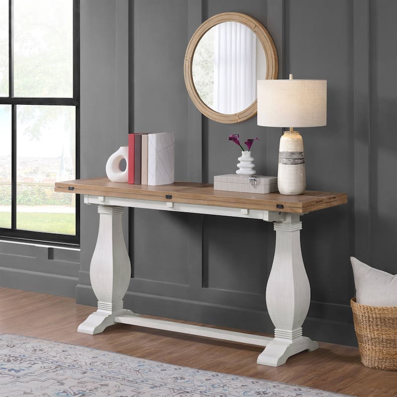 Napa 60" Solid Wood Pedestal Flip-top Sofa Console Table