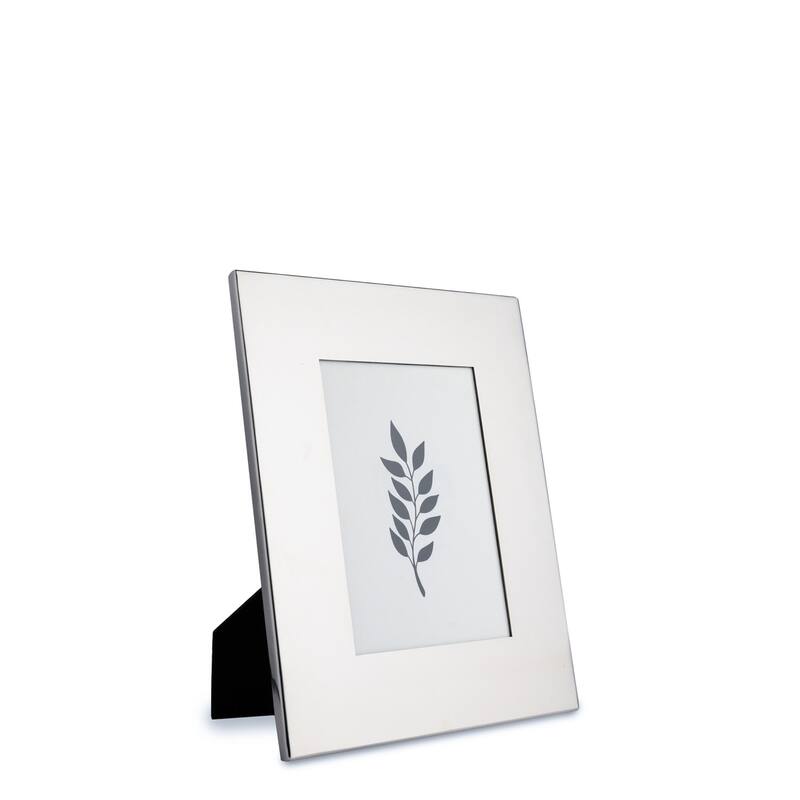 Broad Stainless Steel Rectangular Picture Frame - for 5" x 7" Photo - Silver