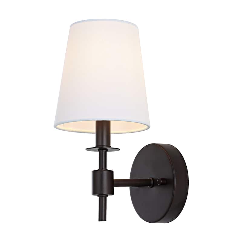SAFAVIEH Lighting Ismene 7-inch Fabric Shade Wall Sconce with Bulbs (Set of 2) - 7 In. W x 5.5 In. D x 11 In. H - 7Wx6Dx11H - Black