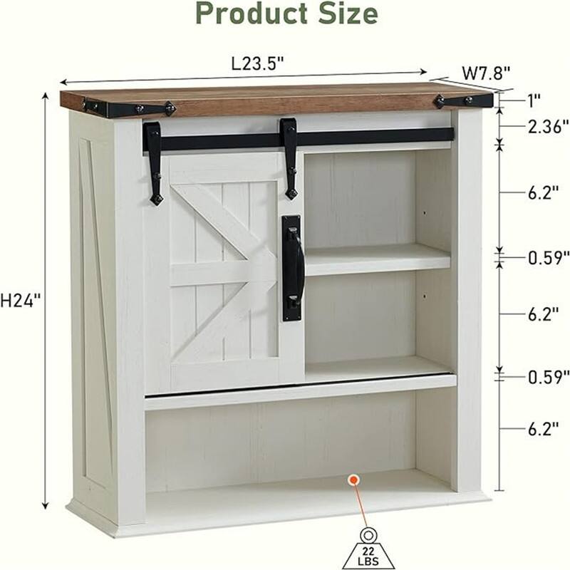 Bathroom Wall Cabinet - 7.8"D x 23.5"W x 24"H