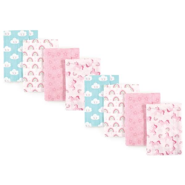 slide 1 of 1, Luvable Friends Girls Cotton Poly Flannel Burp Cloths 8-Pack, Rainbow, One Size - Rainbow 8-Pack - One Size