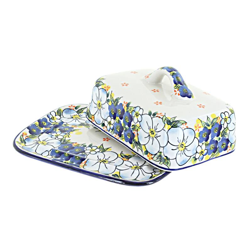 Blue Rose Polish Pottery 708 Millena Square Butter Dish