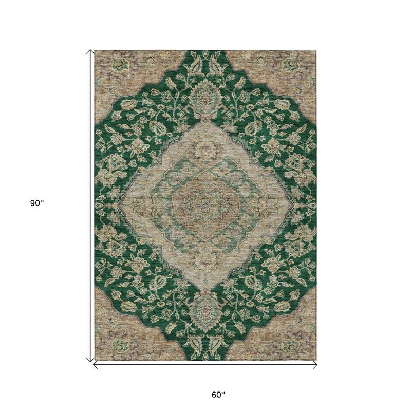 HomeRoots Oriental Traditional Rectangle Outdoor Rug