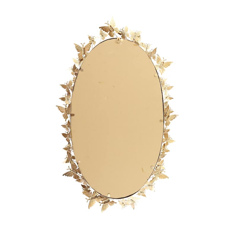 Metal Butterfly Oval 3D Wall Mirror - Gold - Roche River Decor - 5"Wx19"Lx33"H