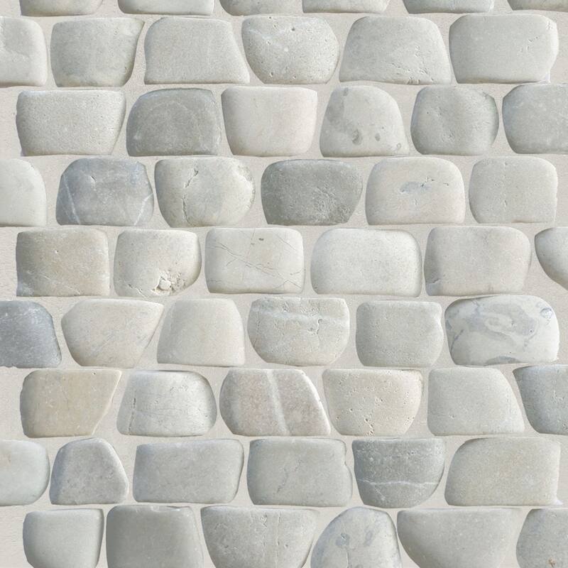Strip Grey Pebble Mosaic Tiles for Backsplash Kitchen and Bathroom Wall (10.5" X 12") 5 tiles per case - Case (5 Tiles)