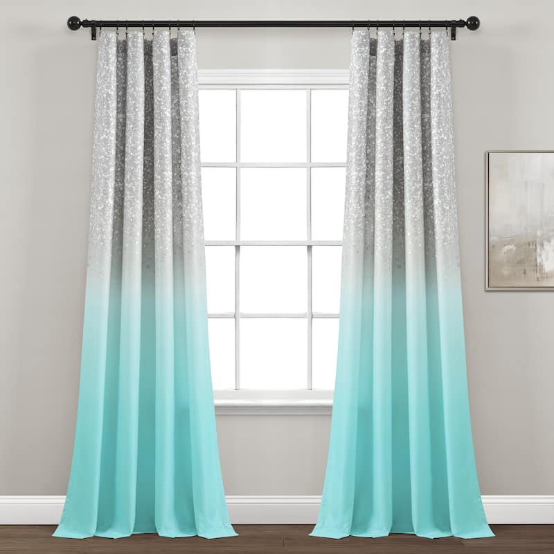 Lush Decor Glitter Ombre Metallic Print Window Curtain Panel Pair - 84" x 52"