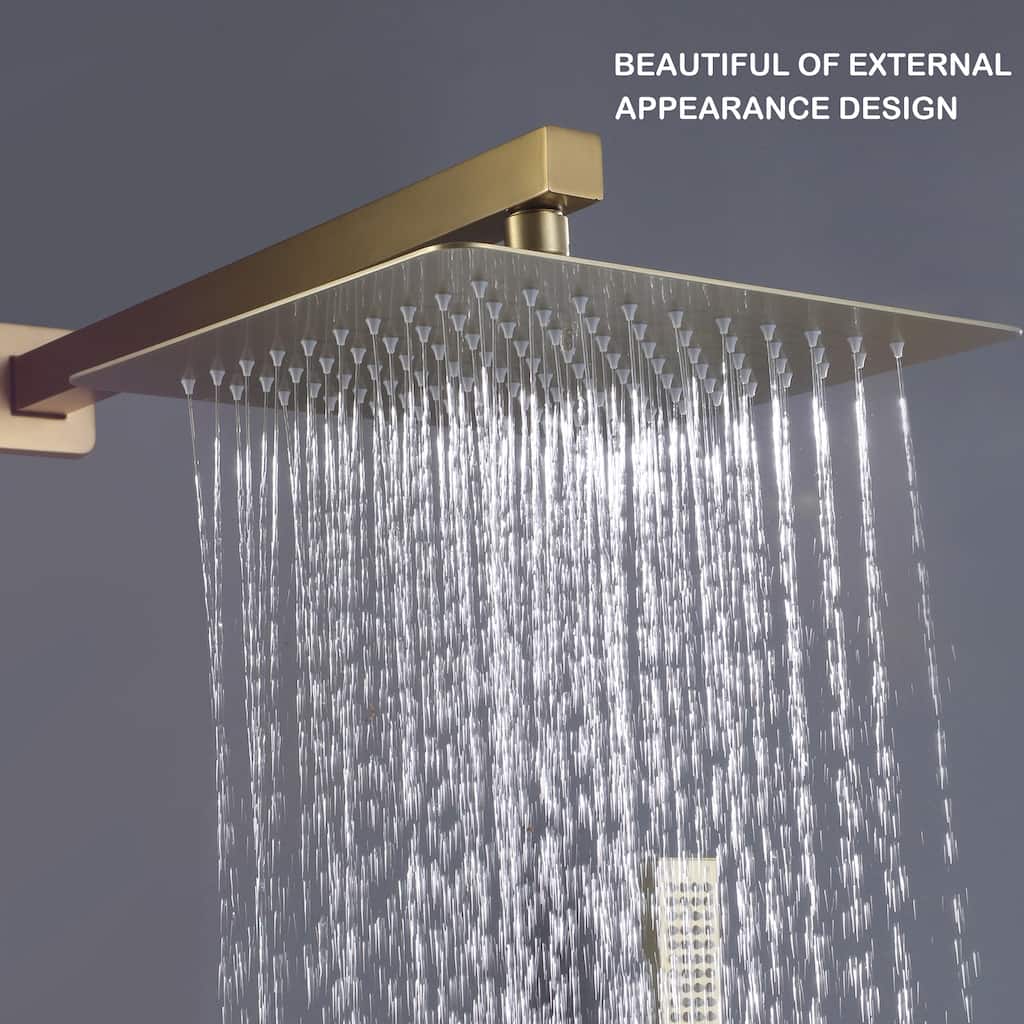 Luxury 10'' High Pressure Adjustable Rain Shower Head with Self-Cleaning and Aerating Technology in Black / Gold