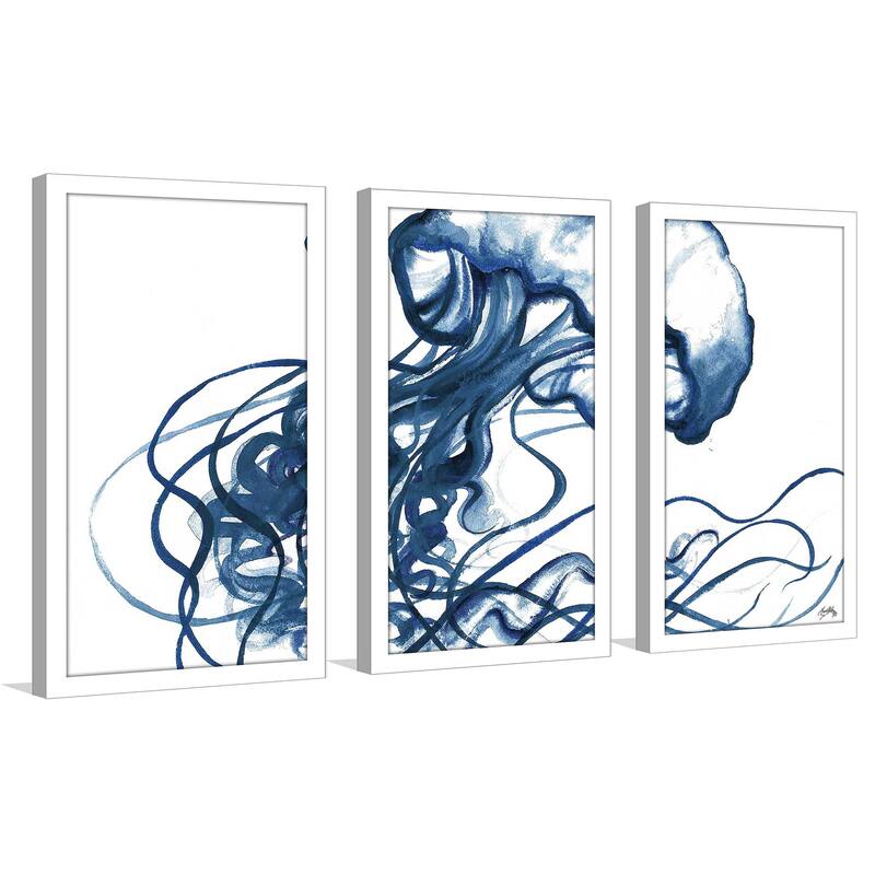 "Jellyfish In The Blues" 3 Piece Print on Acrylic