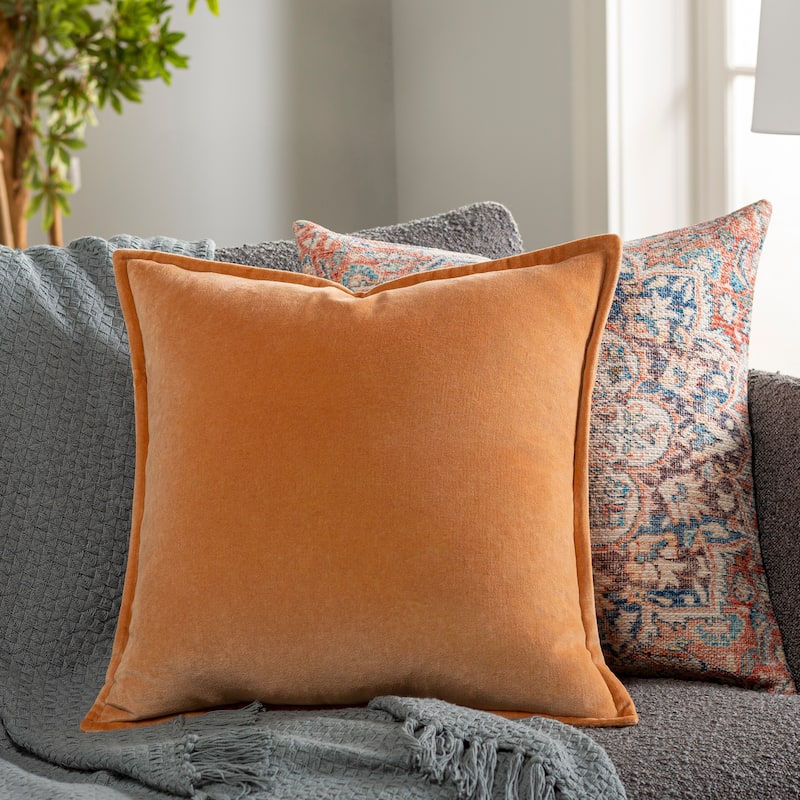 Artistic Weavers Harrell Solid Velvet 22-inch Throw Pillow - Cover Only - Burnt Orange