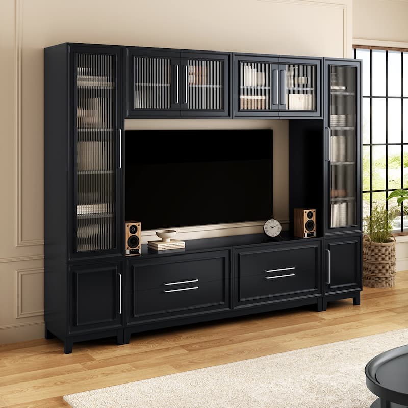 Large 102" Wall Unit TV Stand with Storage, Bookshelves, Modern Entertainment Center Media Console for TVs up to 75"