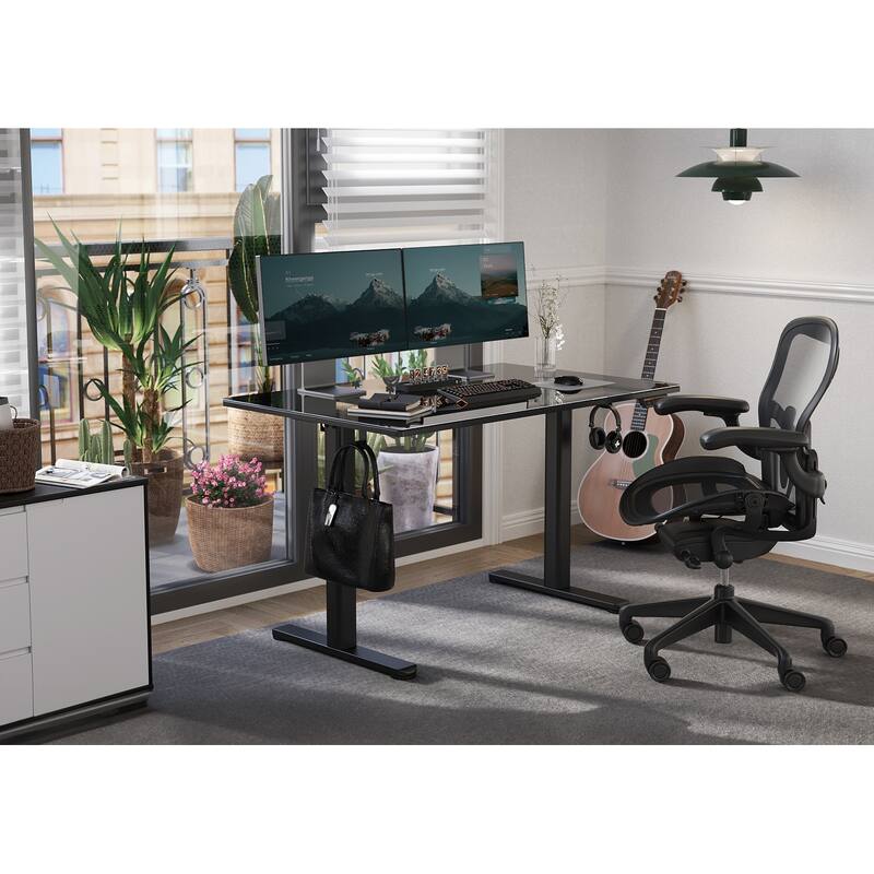 Electric Glass Standing Desk Adjustable Height Computer Desk Stand Up Desk