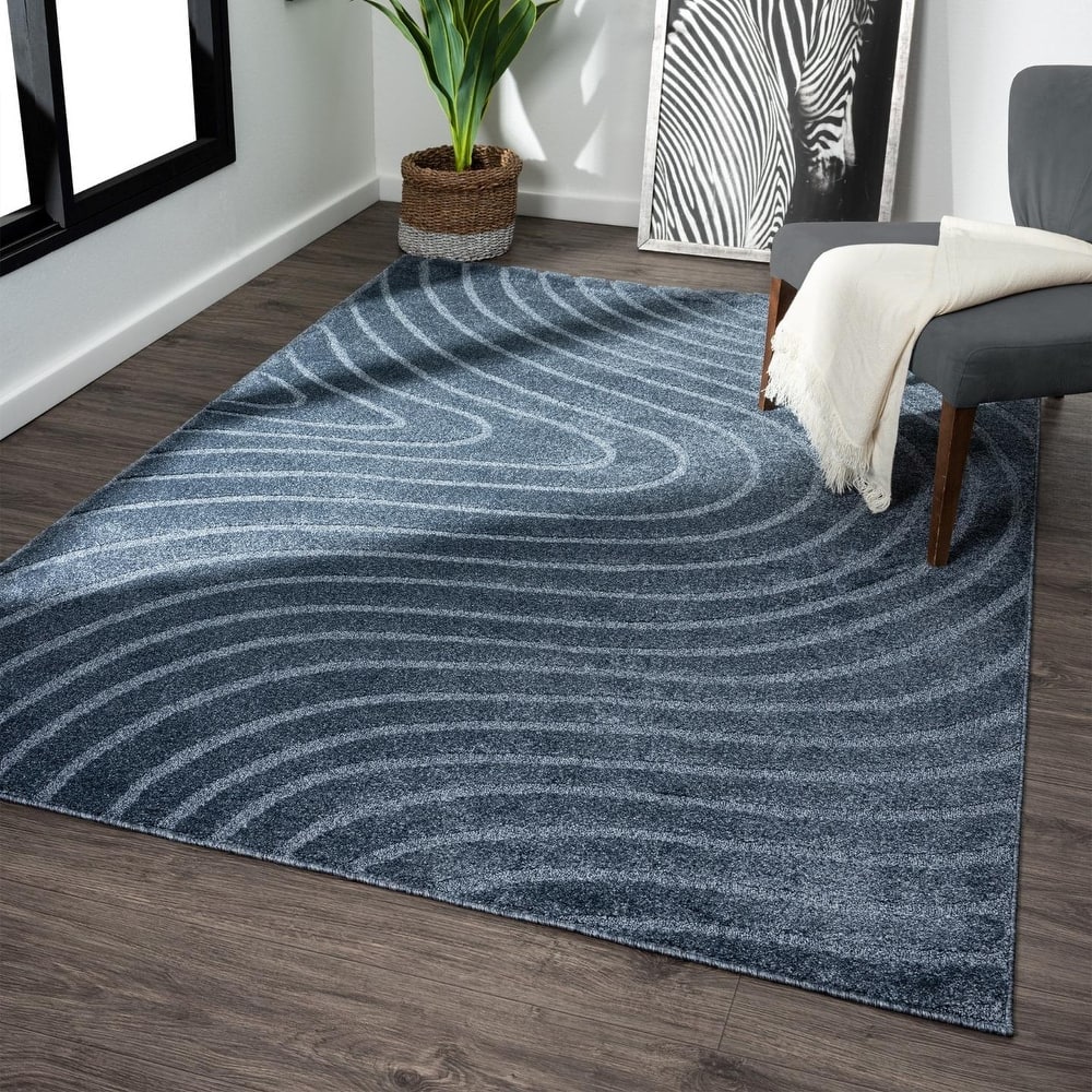 Luxe Weavers Modern Geometric Wave Area Rug, Stain Resistant Carpet