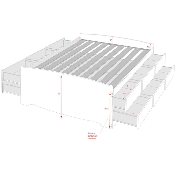 queen platform bed with 12 drawers