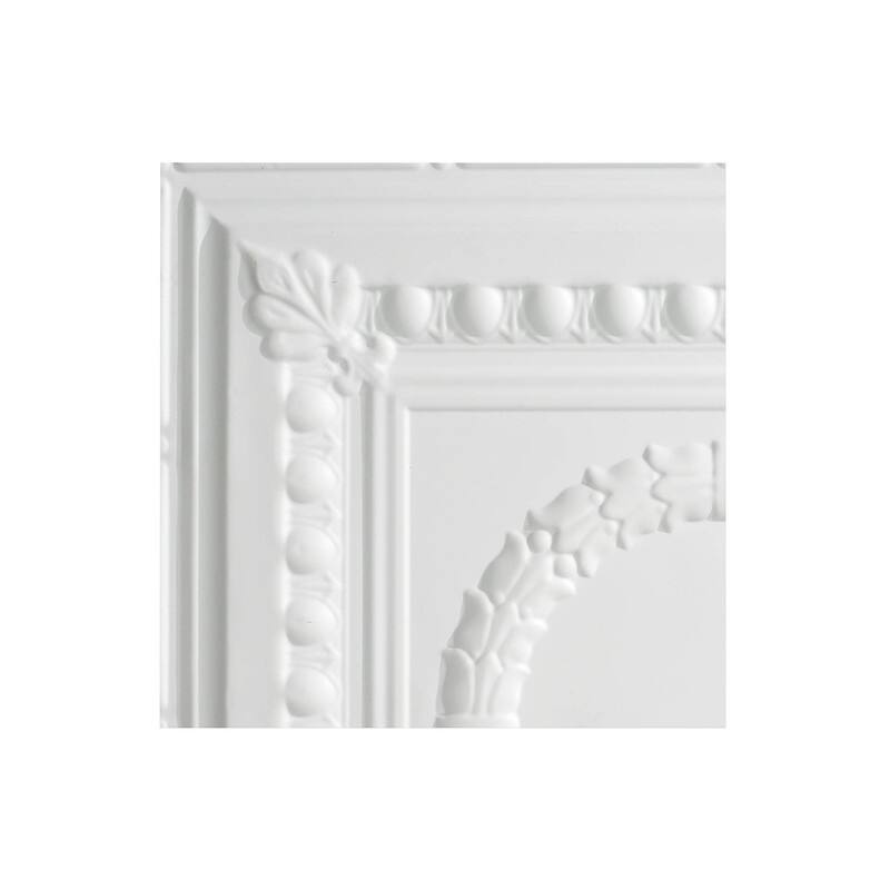 FASÄDE Rosette Decorative Vinyl 2ft x 4ft Glue Up Ceiling Panel in Matte White (5 Pack) - 12in x 12in Sample - Matte White