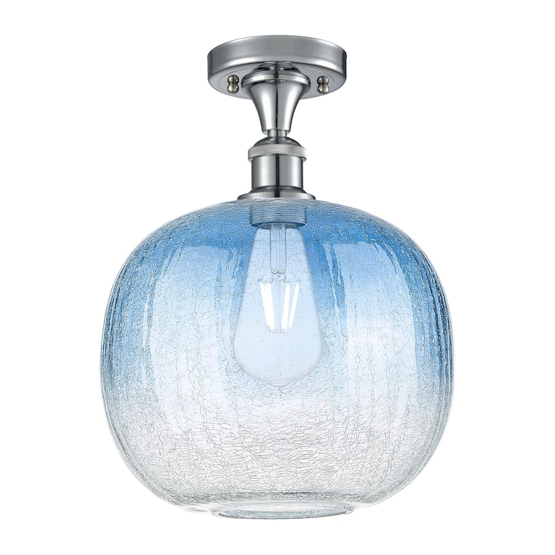 Innovations Lighting 516-1C-13-11 Brookhaven Sphere Semi-Flush - Polished Chrome / Sapphire Blue